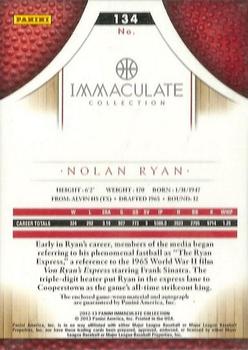 2012-13 Panini Immaculate Collection - Rookie Autographed Patches Sports Variations #134 Nolan Ryan Back