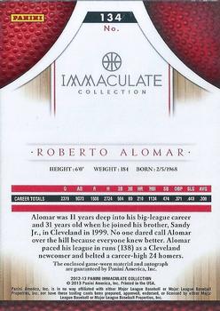 2012-13 Panini Immaculate Collection - Rookie Autographed Patches Sports Variations #134 Roberto Alomar Back