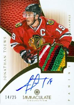 2012-13 Panini Immaculate Collection - Rookie Autographed Patches Sports Variations #134 Jonathan Toews Front