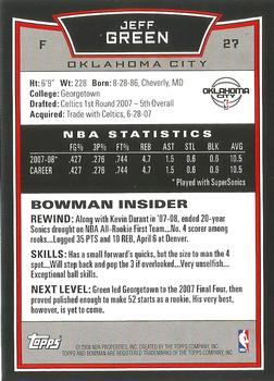 2008-09 Bowman #27 Jeff Green Back
