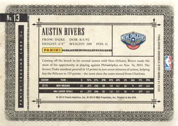 2013-14 Panini Gold Standard #13 Austin Rivers Back