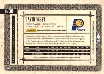 2013-14 Panini Gold Standard #30 David West Back