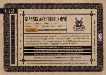 2013-14 Panini Gold Standard #231 Giannis Antetokounmpo Back