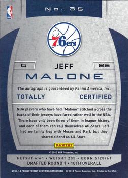 2013-14 Panini Totally Certified - Totally Silver Signatures #35 Jeff Malone Back