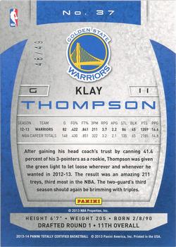 2013-14 Panini Totally Certified - Blue #37 Klay Thompson Back