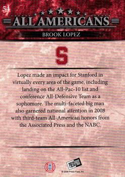 2008 Press Pass #54 Brook Lopez Back