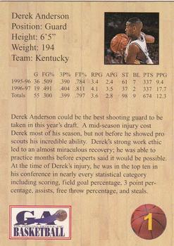 1997 Genuine Article #1 Derek Anderson Back