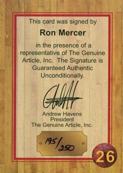 1997 Genuine Article - Autographs #26 Ron Mercer Back