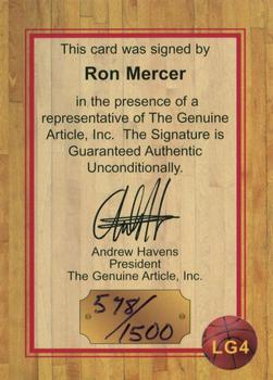 1997 Genuine Article - Lottery Gems Autographs #LG4 Ron Mercer Back