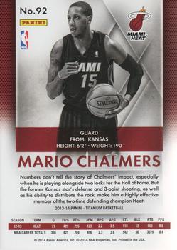 2013-14 Panini Titanium #92 Mario Chalmers Back