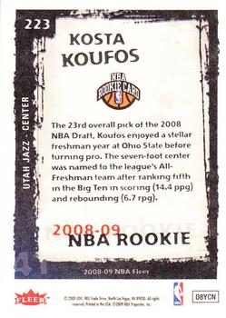 2008-09 Fleer #223 Kosta Koufos Back