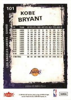 2008-09 Fleer #101 Kobe Bryant Back