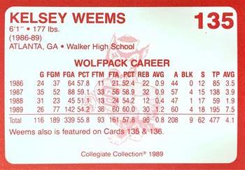 1989 Collegiate Collection North Carolina State's Finest #135b Kelsey Weems Back
