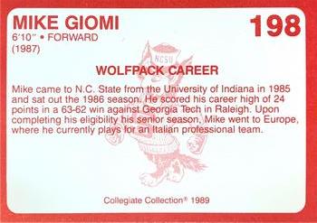 1989 Collegiate Collection North Carolina State's Finest #198b Mike Giomi Back