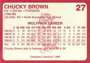 1989 Collegiate Collection North Carolina State's Finest #27 Chuck Brown Back