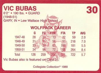 1989 Collegiate Collection North Carolina State's Finest #30 Vic Bubas Back