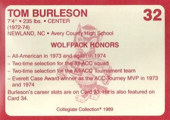 1989 Collegiate Collection North Carolina State's Finest #32 Tom Burleson Back