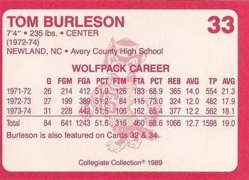 1989 Collegiate Collection North Carolina State's Finest #33 Tom Burleson Back