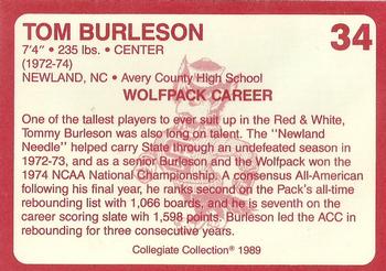1989 Collegiate Collection North Carolina State's Finest #34 Tom Burleson Back