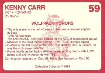 1989 Collegiate Collection North Carolina State's Finest #59 Kenny Carr Back