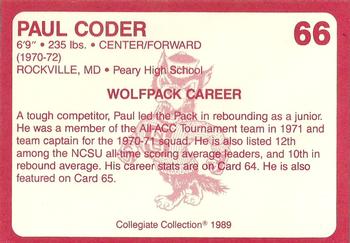 1989 Collegiate Collection North Carolina State's Finest #66 Paul Coder Back