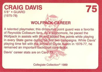 1989 Collegiate Collection North Carolina State's Finest #75 Craig Davis Back
