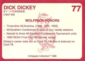 1989 Collegiate Collection North Carolina State's Finest #77 Dick Dickey Back