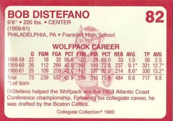 1989 Collegiate Collection North Carolina State's Finest #82 Bob Distefano Back