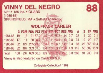 1989 Collegiate Collection North Carolina State's Finest #88 Vinny Del Negro Back