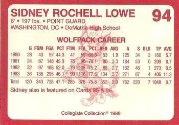 1989 Collegiate Collection North Carolina State's Finest #94 Sidney Lowe Back