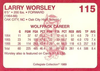 1989 Collegiate Collection North Carolina State's Finest #115 Larry Worsley Back