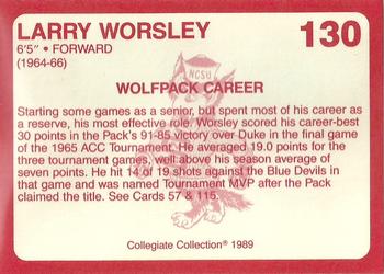 1989 Collegiate Collection North Carolina State's Finest #130 Larry Worsley Back