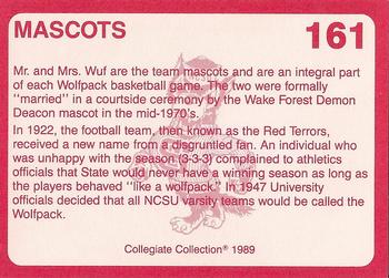 1989 Collegiate Collection North Carolina State's Finest #161 Mascots Back