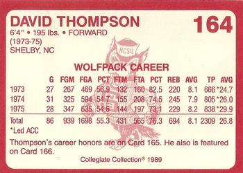 1989 Collegiate Collection North Carolina State's Finest #164 David Thompson Back