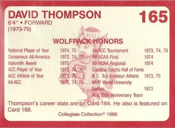 1989 Collegiate Collection North Carolina State's Finest #165 David Thompson Back