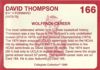 1989 Collegiate Collection North Carolina State's Finest #166 David Thompson Back