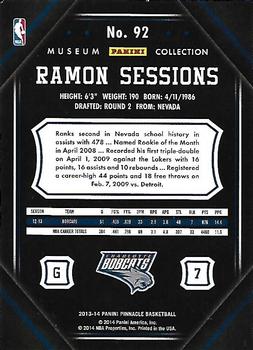 2013-14 Pinnacle - Museum Collection #92 Ramon Sessions Back
