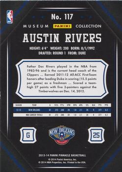 2013-14 Pinnacle - Museum Collection #117 Austin Rivers Back