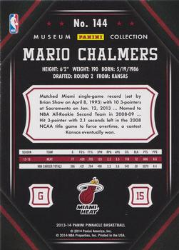 2013-14 Pinnacle - Museum Collection #144 Mario Chalmers Back