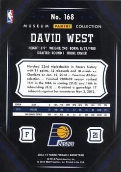 2013-14 Pinnacle - Museum Collection #168 David West Back