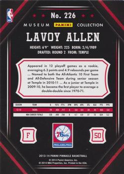 2013-14 Pinnacle - Museum Collection #226 Lavoy Allen Back