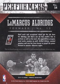 2013-14 Pinnacle - Performers Jerseys #54 LaMarcus Aldridge Back