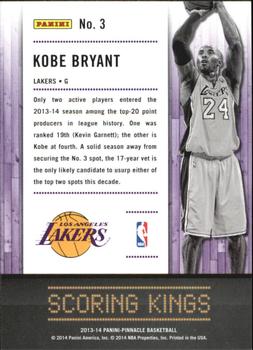 2013-14 Pinnacle - Scoring Kings #3 Kobe Bryant Back