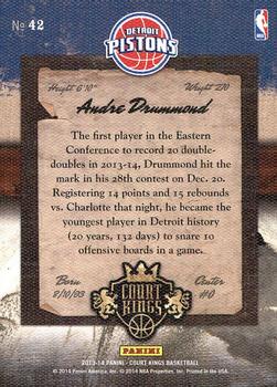 2013-14 Panini Court Kings #42 Andre Drummond Back