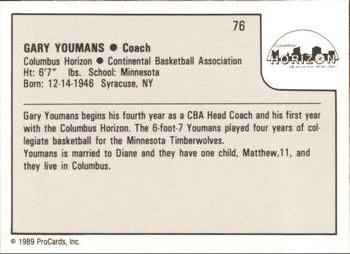 1989-90 ProCards CBA #76 Gary Youmans Back
