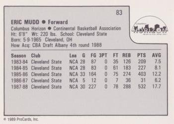 1989-90 ProCards CBA #83 Eric Mudd Back