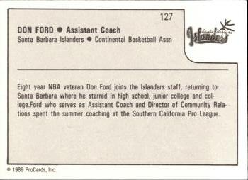 1989-90 ProCards CBA #127 Don Ford Back