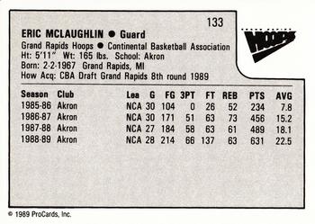1989-90 ProCards CBA #133 Eric McLaughlin Back