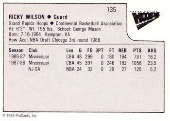 1989-90 ProCards CBA #135 Ricky Wilson Back
