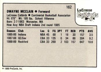 1989-90 ProCards CBA #162 Dwayne McClain Back